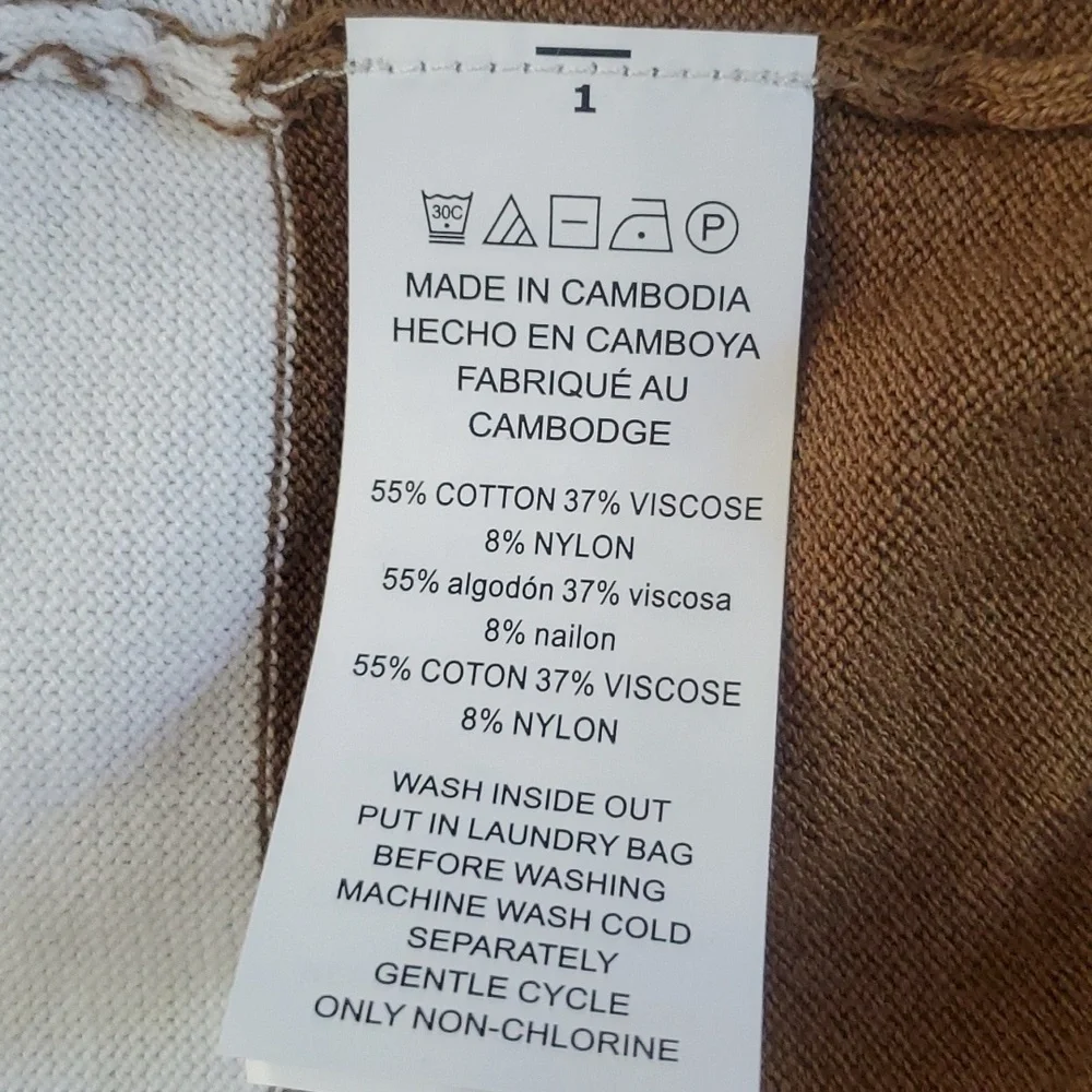 NWT Michael Kors Women's Cardigan Sweater, tan and white stripes Size L